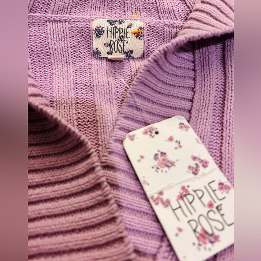 NWT XS Hippie Rose Ribbed Collared Sweater – Pink Knit Pullover NWT - Picture 2 of 13